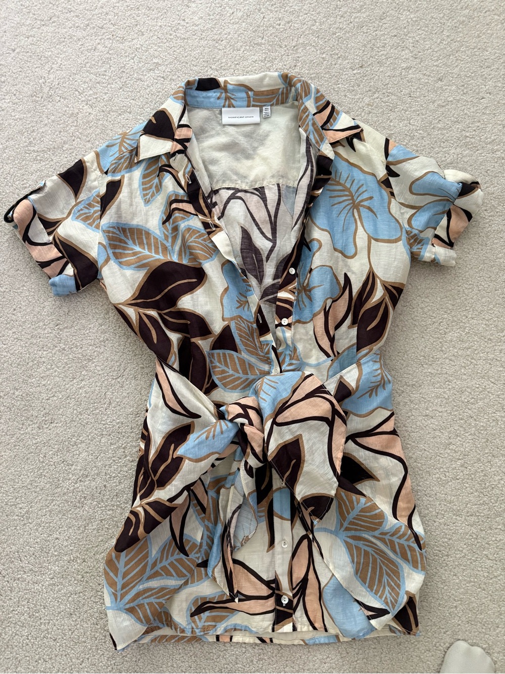 Significant Other Tropical Tie-Waist Mini Dress | Size 2